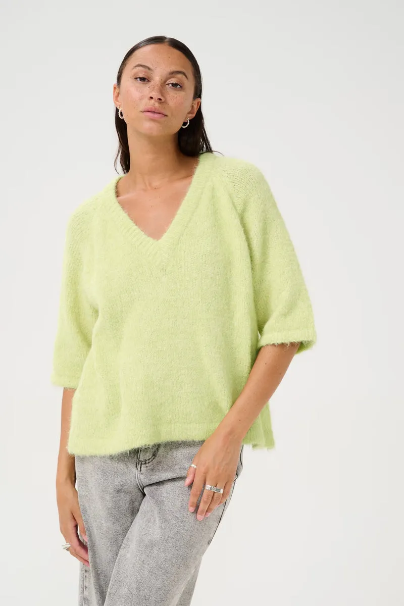 KAFFE KAemilie V-Neck Pullover Lettuce Green