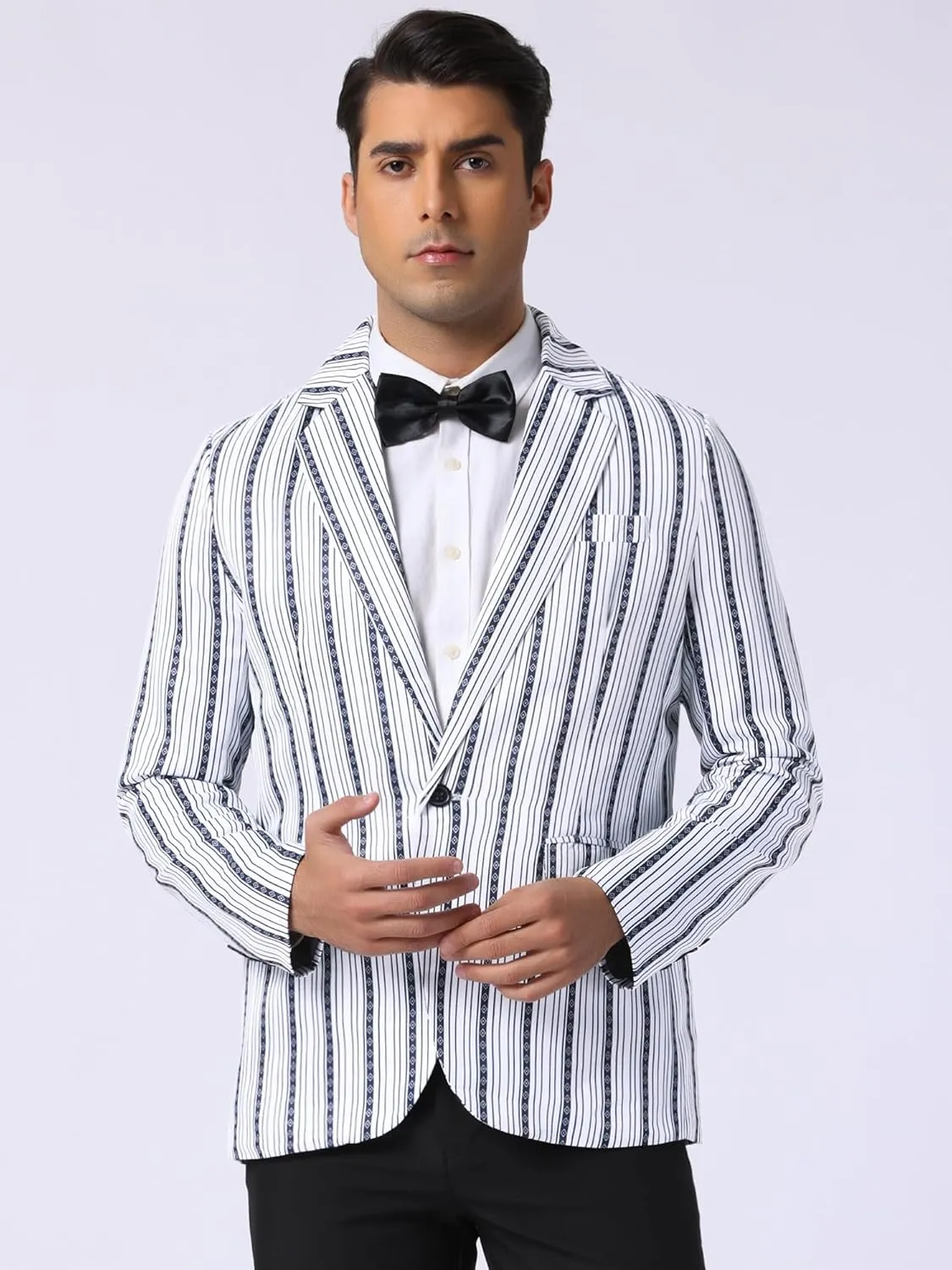 Lars Amadeus Striped Blazer for Men's Single Breasted Contrast Color Retro Sports Coat