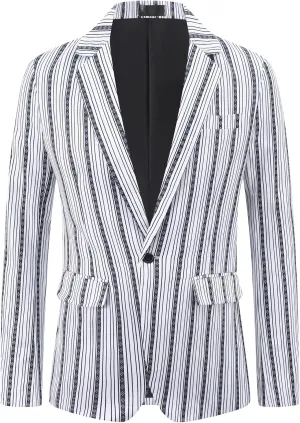 Lars Amadeus Striped Blazer for Men's Single Breasted Contrast Color Retro Sports Coat