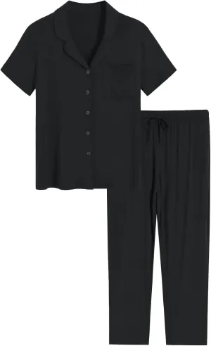 Latuza Women's Petite Pajamas Set Short Sleeve Petite Size Pants