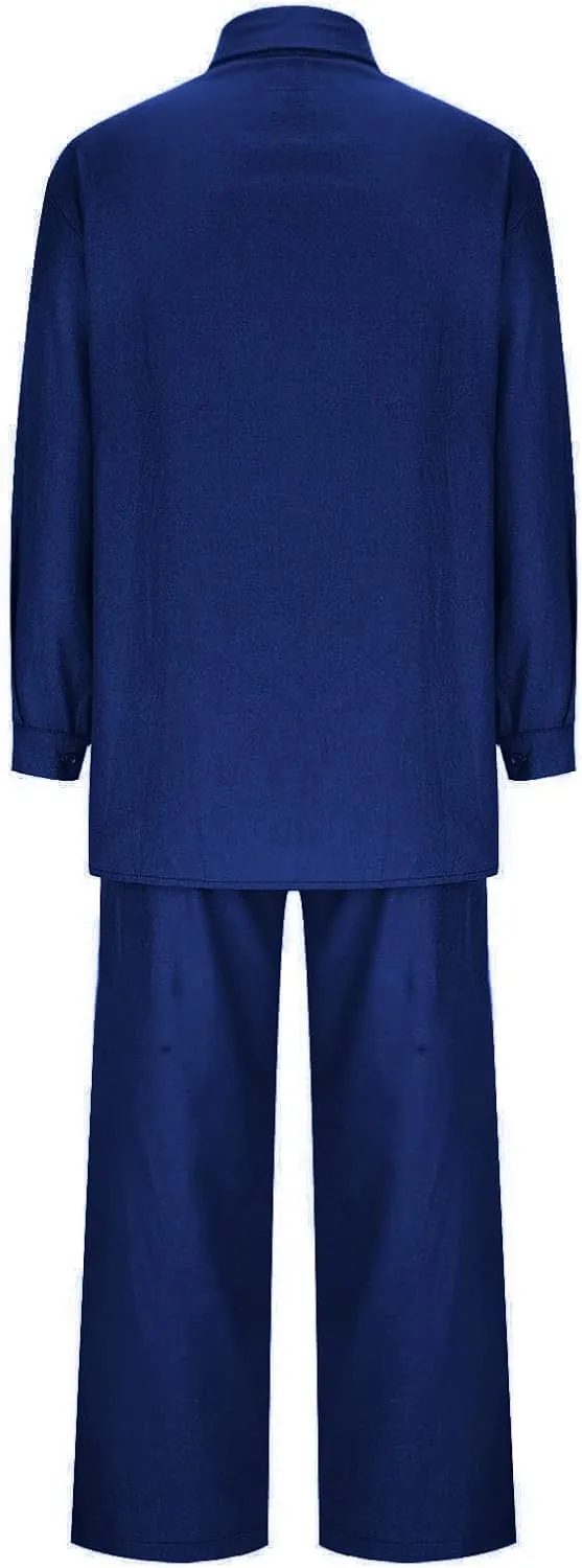 Linen Sets for Women 2 Piece 2025 Long Sleeve Shirts Wide Leg Trousers Loose Fit Dressy Cotton Linen Sets Outfits