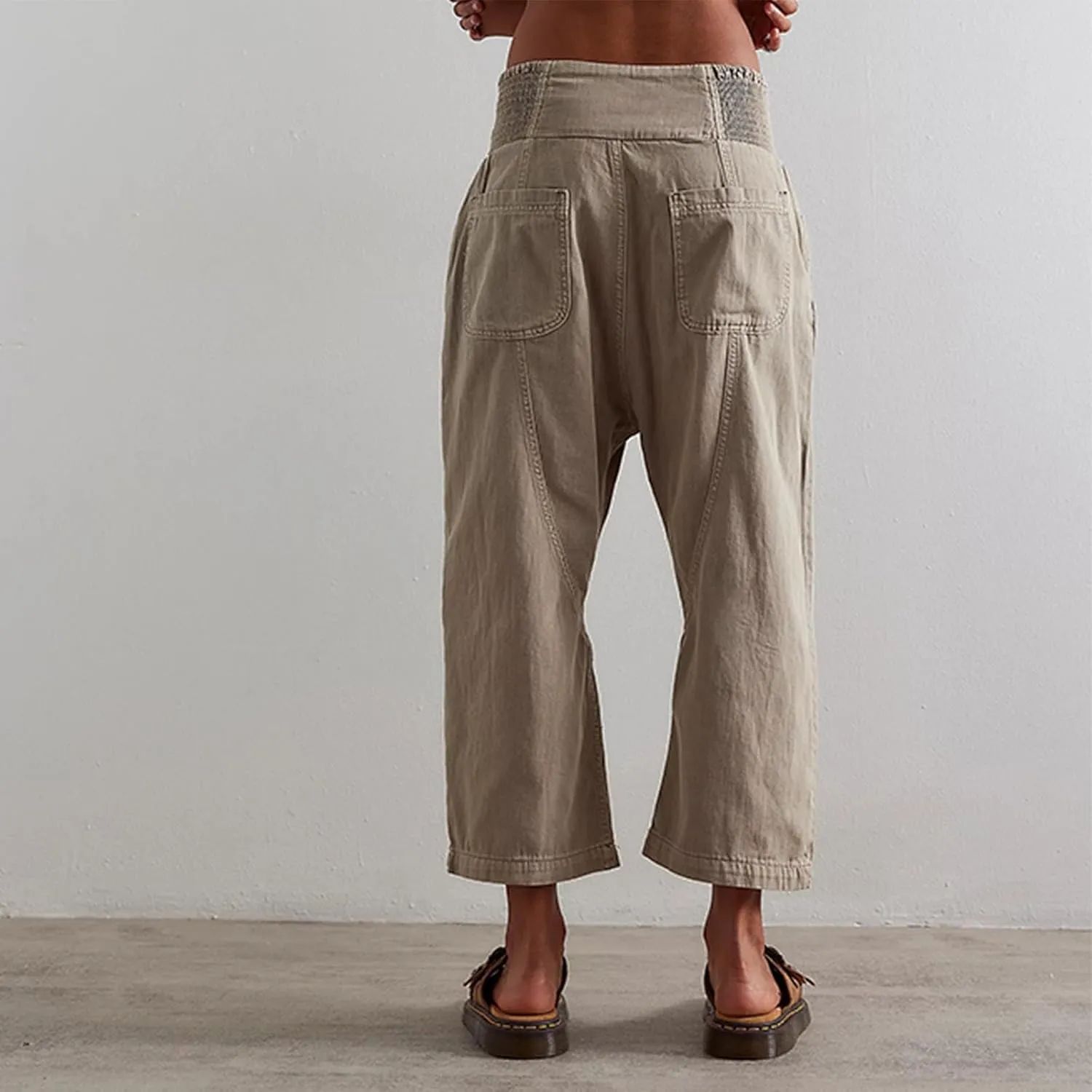 Lisskolo Women's Wide Leg Denim Pants Casual Baggy Cropped Barrel Jeans Mid Waist Loose Fit Harem Pants