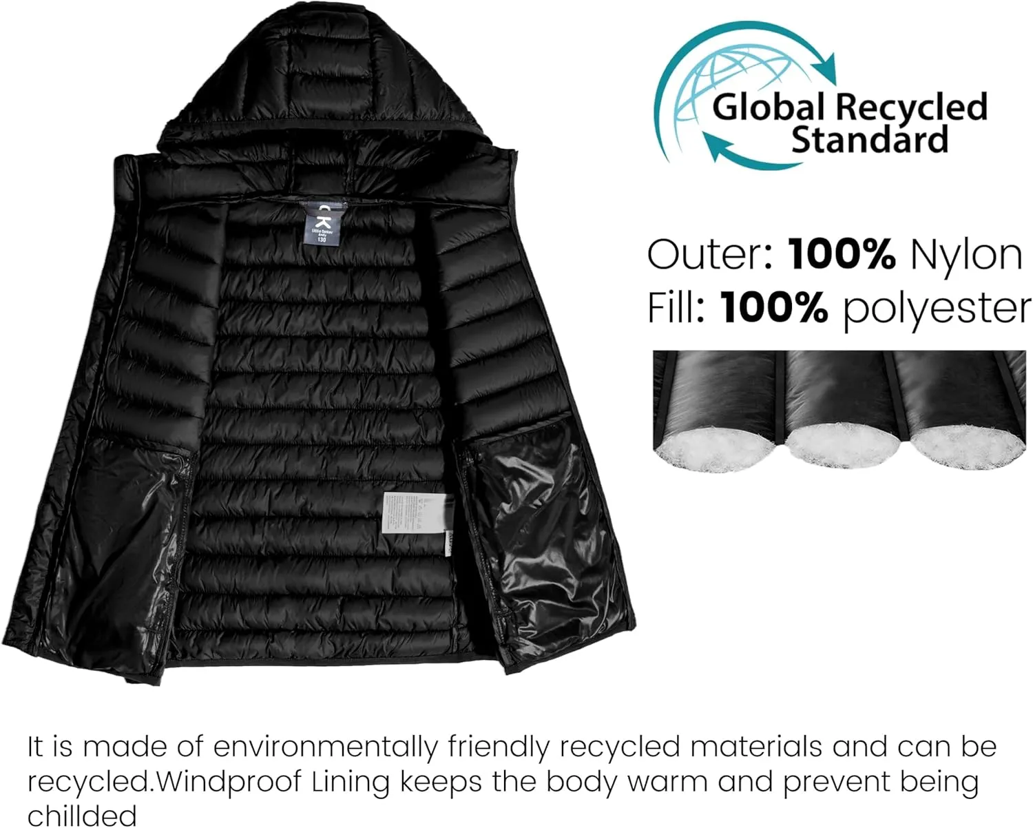 Little Donkey Andy Boys Winter Puffer Vest Packable Lightweight Faux Down Hooded Sleeveless Jacket 6-14 Years