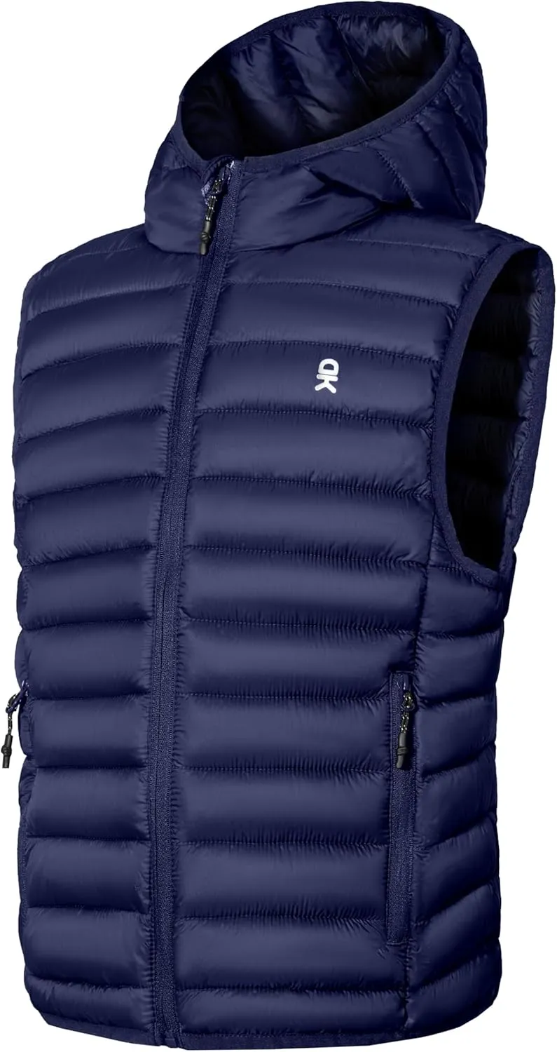 Little Donkey Andy Boys Winter Puffer Vest Packable Lightweight Faux Down Hooded Sleeveless Jacket 6-14 Years