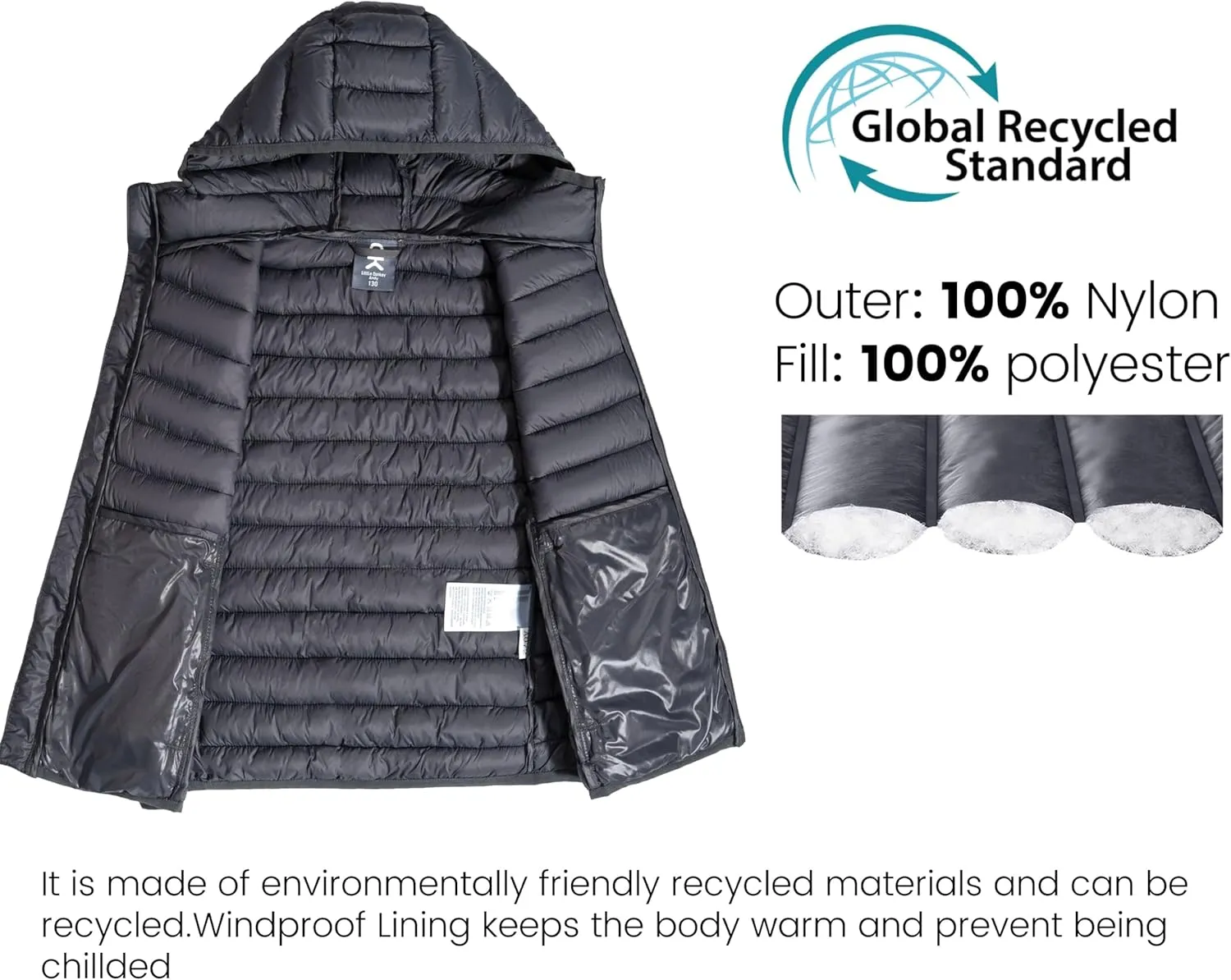 Little Donkey Andy Boys Winter Puffer Vest Packable Lightweight Faux Down Hooded Sleeveless Jacket 6-14 Years
