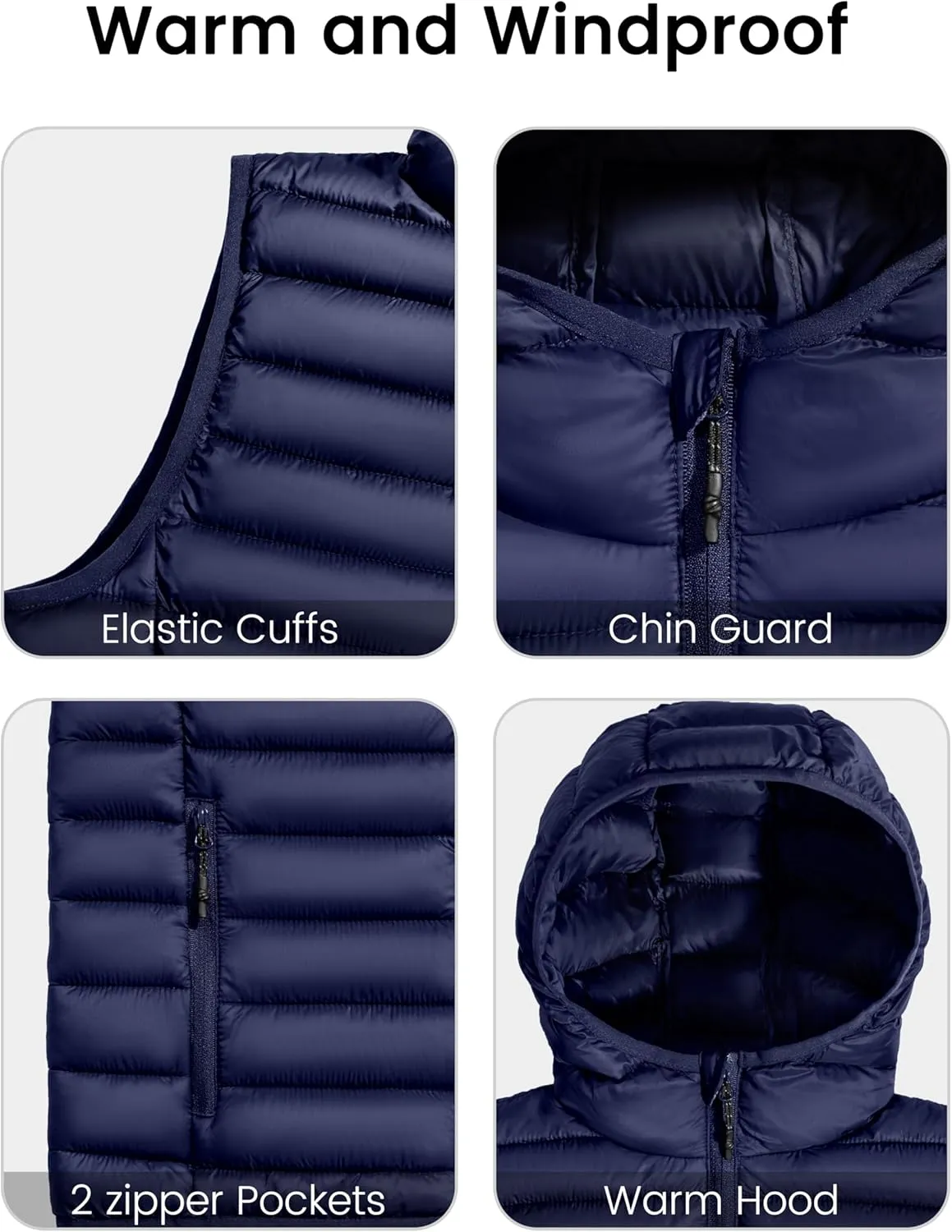 Little Donkey Andy Boys Winter Puffer Vest Packable Lightweight Faux Down Hooded Sleeveless Jacket 6-14 Years