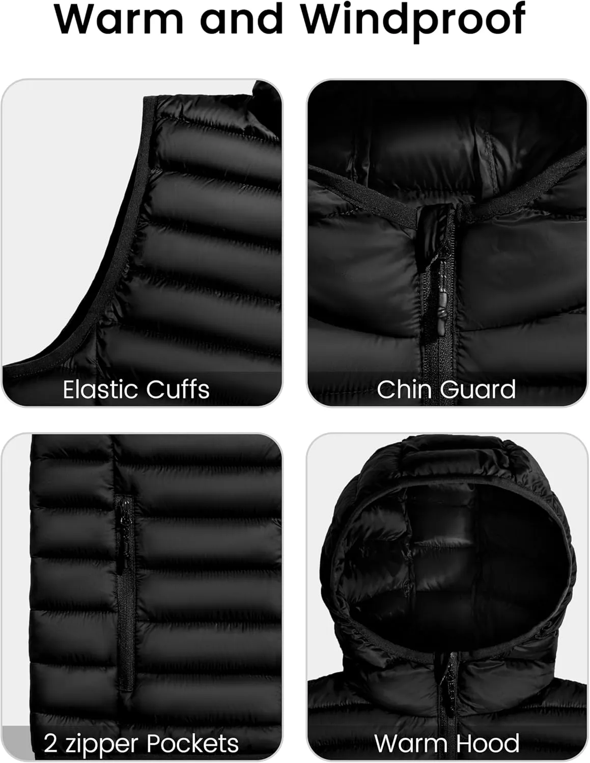 Little Donkey Andy Boys Winter Puffer Vest Packable Lightweight Faux Down Hooded Sleeveless Jacket 6-14 Years