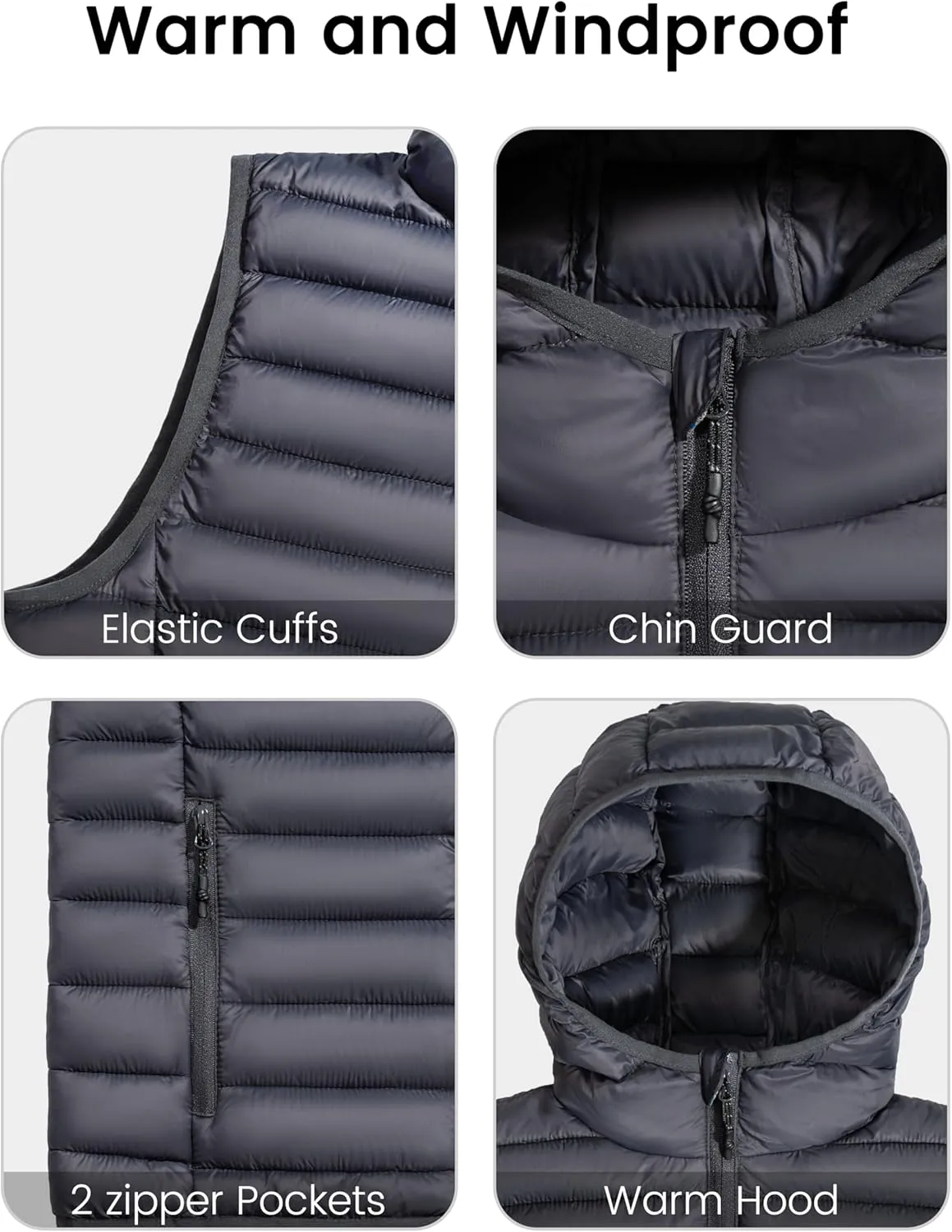 Little Donkey Andy Girls Winter Puffer Vest Packable Lightweight Faux-Down Hooded Sleeveless Jacket 6-14 Years