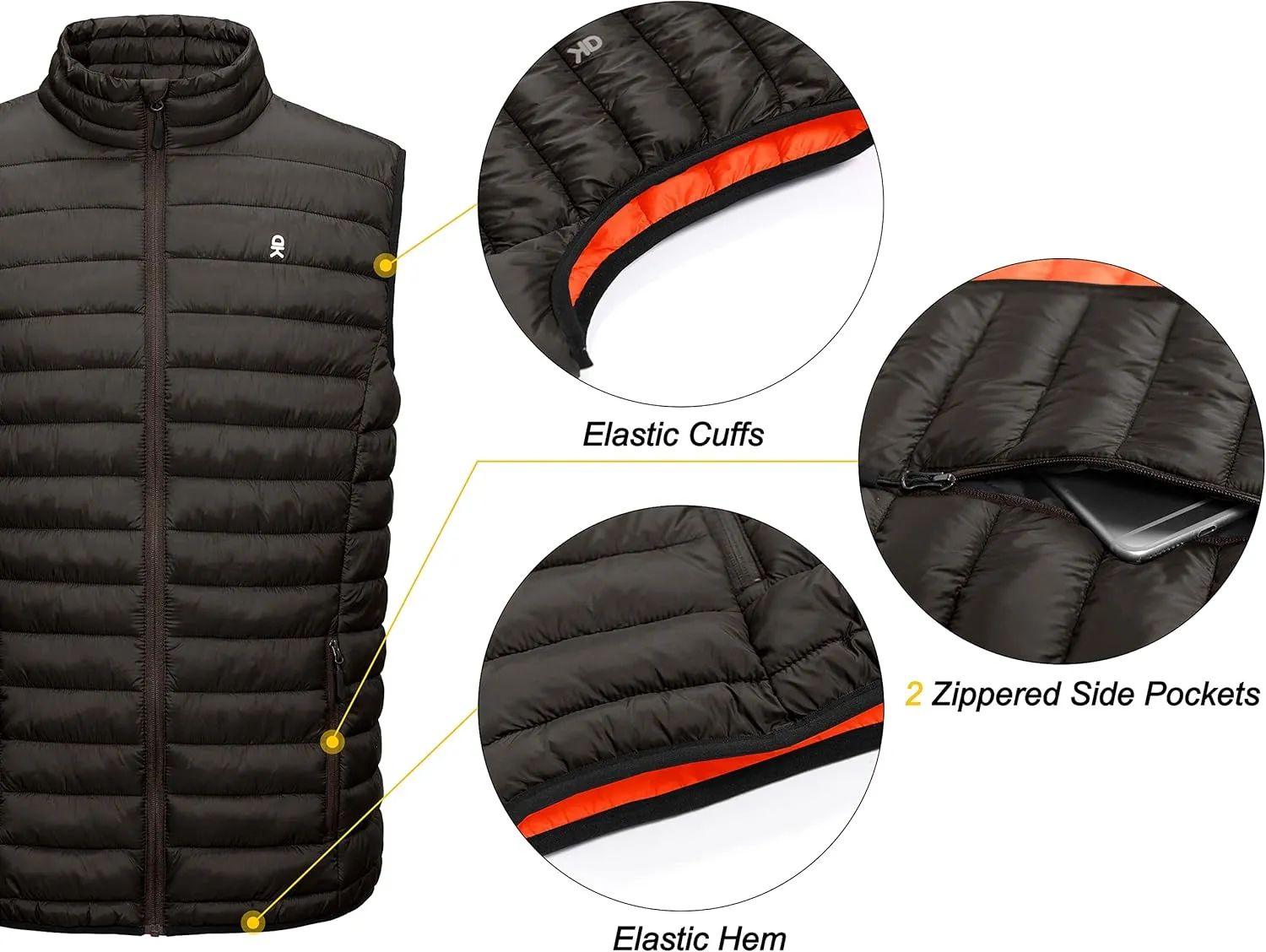 Little Donkey Andy Men's Lightweight Warm Puffer Vest Outdoor Sleeveless Jacket for Golf Hiking Casual Travel