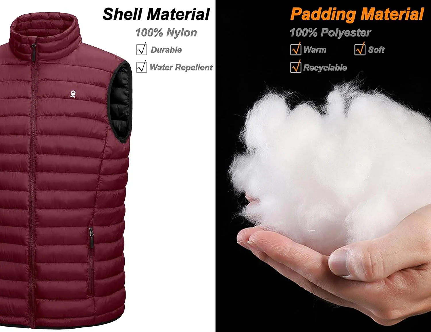Little Donkey Andy Men's Lightweight Warm Puffer Vest Outdoor Sleeveless Jacket for Golf Hiking Casual Travel
