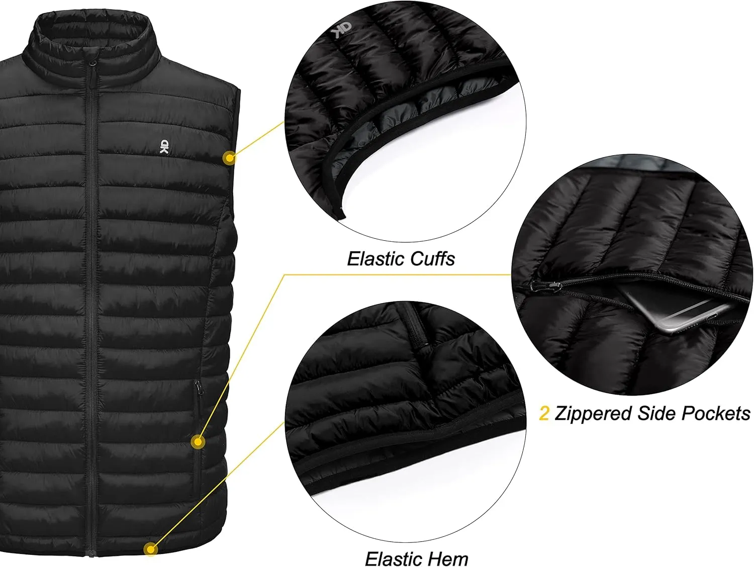 Little Donkey Andy Men's Lightweight Warm Puffer Vest Outdoor Sleeveless Jacket for Golf Hiking Casual Travel