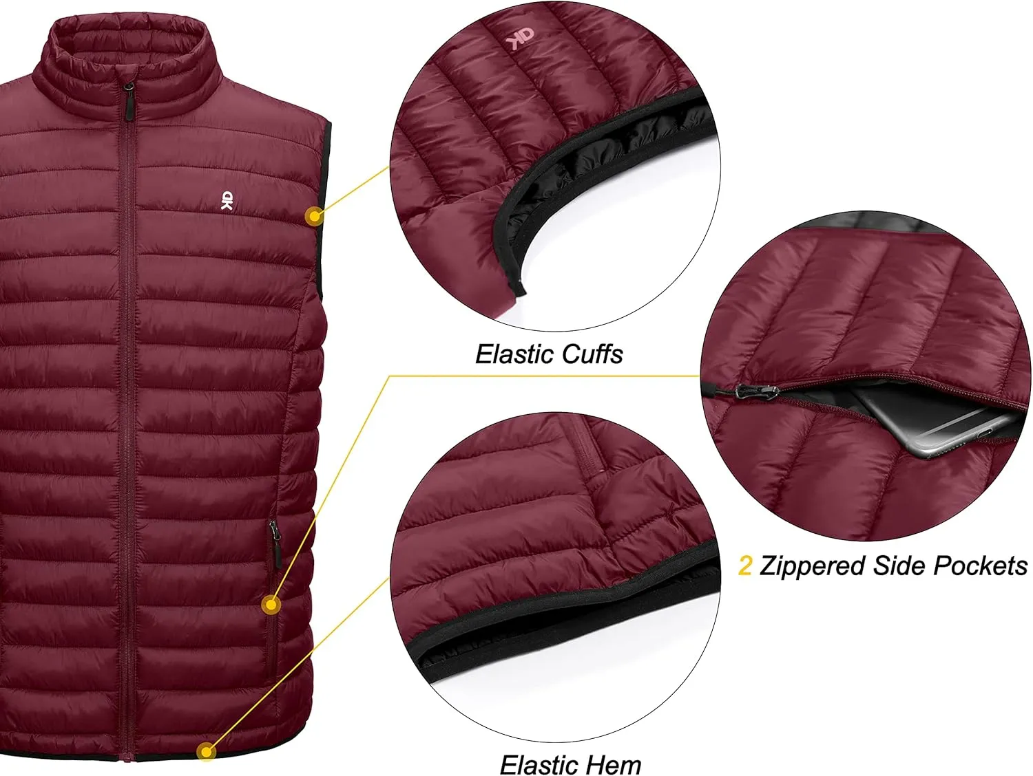 Little Donkey Andy Men's Lightweight Warm Puffer Vest Outdoor Sleeveless Jacket for Golf Hiking Casual Travel