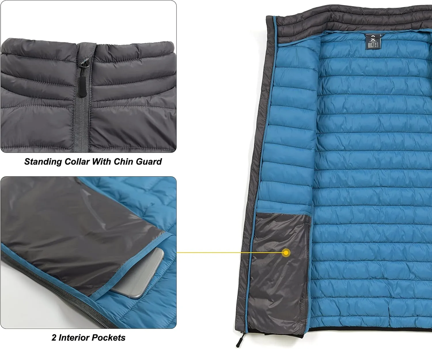 Little Donkey Andy Men's Lightweight Warm Puffer Vest Outdoor Sleeveless Jacket for Golf Hiking Casual Travel