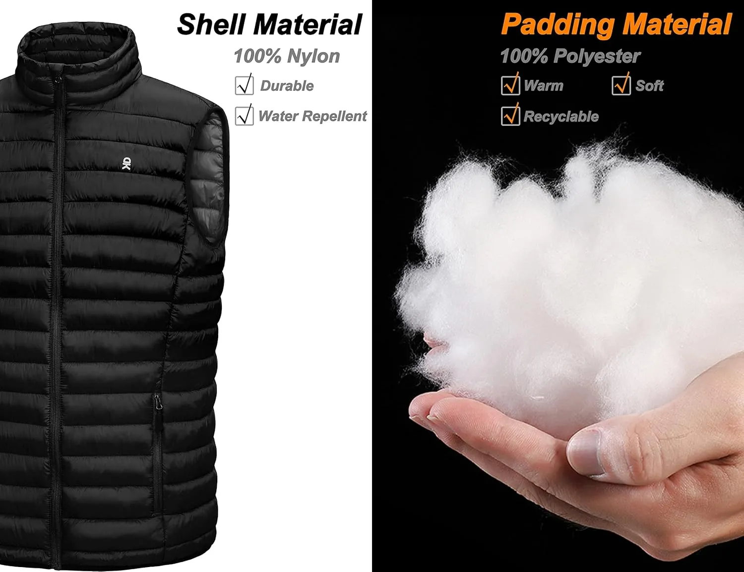 Little Donkey Andy Men's Lightweight Warm Puffer Vest Outdoor Sleeveless Jacket for Golf Hiking Casual Travel