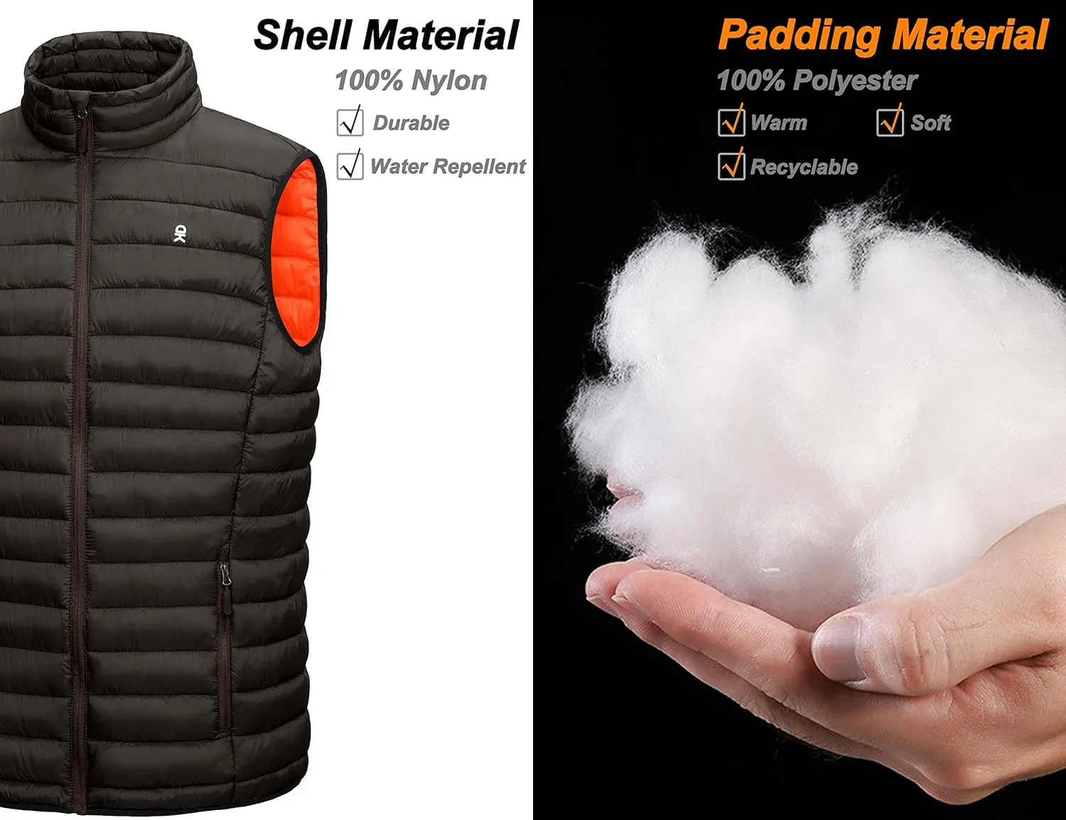 Little Donkey Andy Men's Lightweight Warm Puffer Vest Outdoor Sleeveless Jacket for Golf Hiking Casual Travel