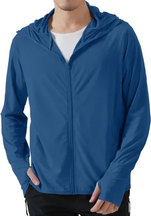 Locachy Men's UPF 50  Sun Protection Outdoor Lightweight Full Zip Hoodie Jacket Long Sleeve Fishing Hiking Performance Shirt