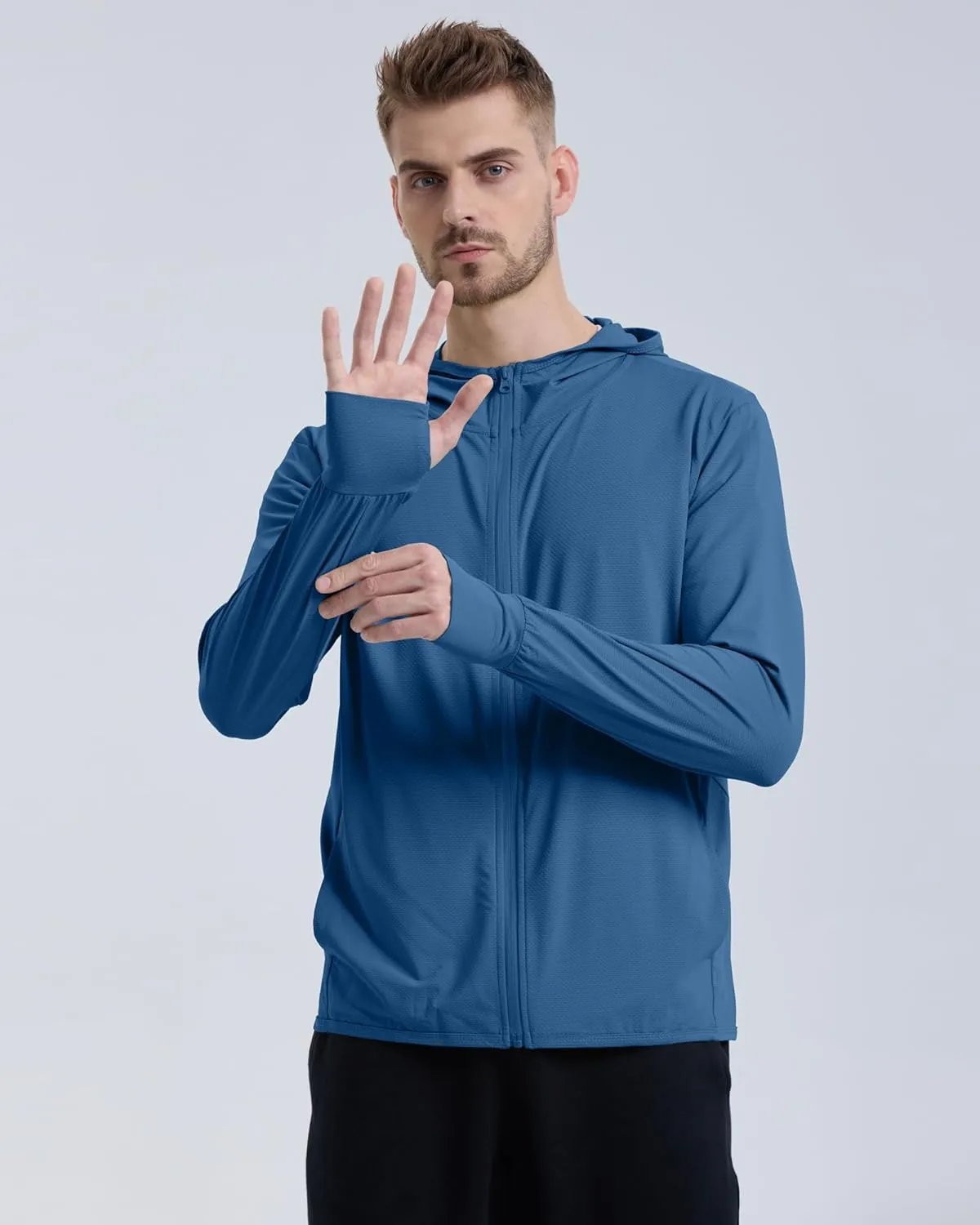 Locachy Men's UPF 50  Sun Protection Outdoor Lightweight Full Zip Hoodie Jacket Long Sleeve Fishing Hiking Performance Shirt
