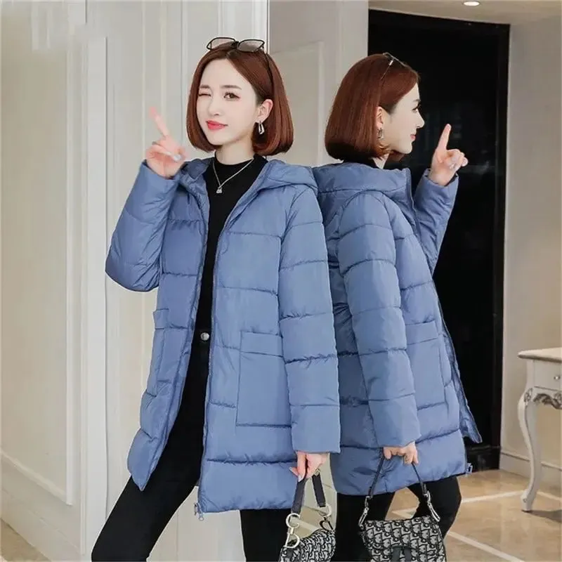 Long And Fat MM Loose Thick Down Coat Hooded