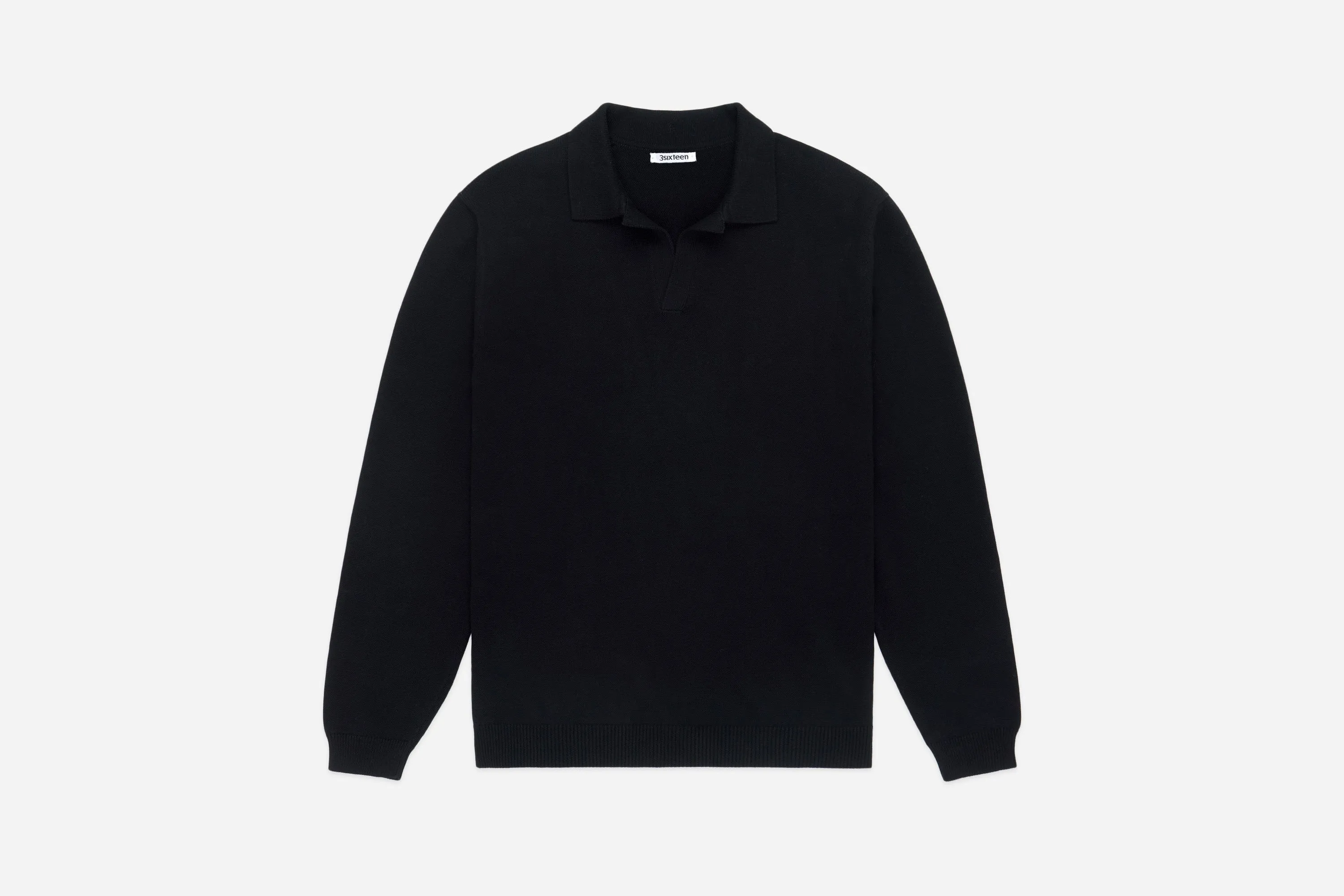 Long Sleeve Knit Polo ~ Black