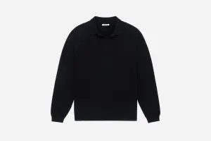 Long Sleeve Knit Polo ~ Black