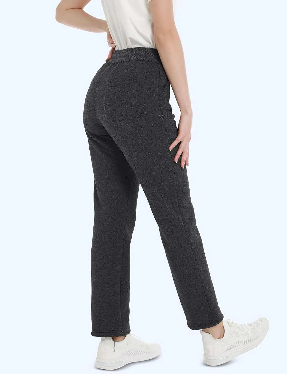 MAGCOMSEN Women's Sherpa Lined Sweatpants with Pockets Warm Thick Fleece Winter Casual Lounge Pants