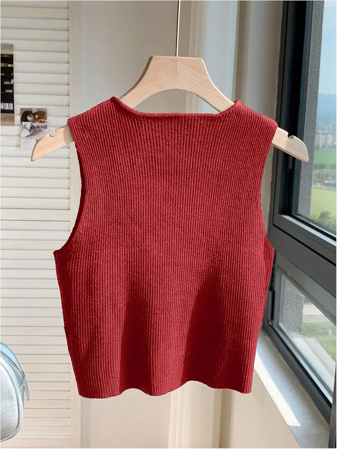 MakeMeChic Women's Bow Knot Sweater Vest Crew Neck Sleeveless Knit Vest Top