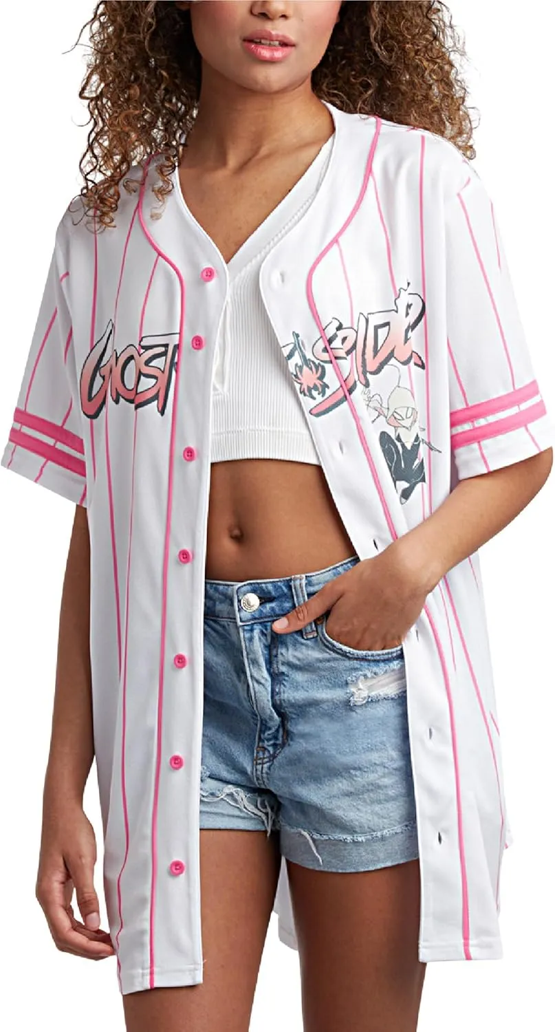 Marvel Womens Baseball Jersey - Spiderman Novelty Fashion Baseball Shirt - Spidey Jersey for Women (Sizes: S-XL)