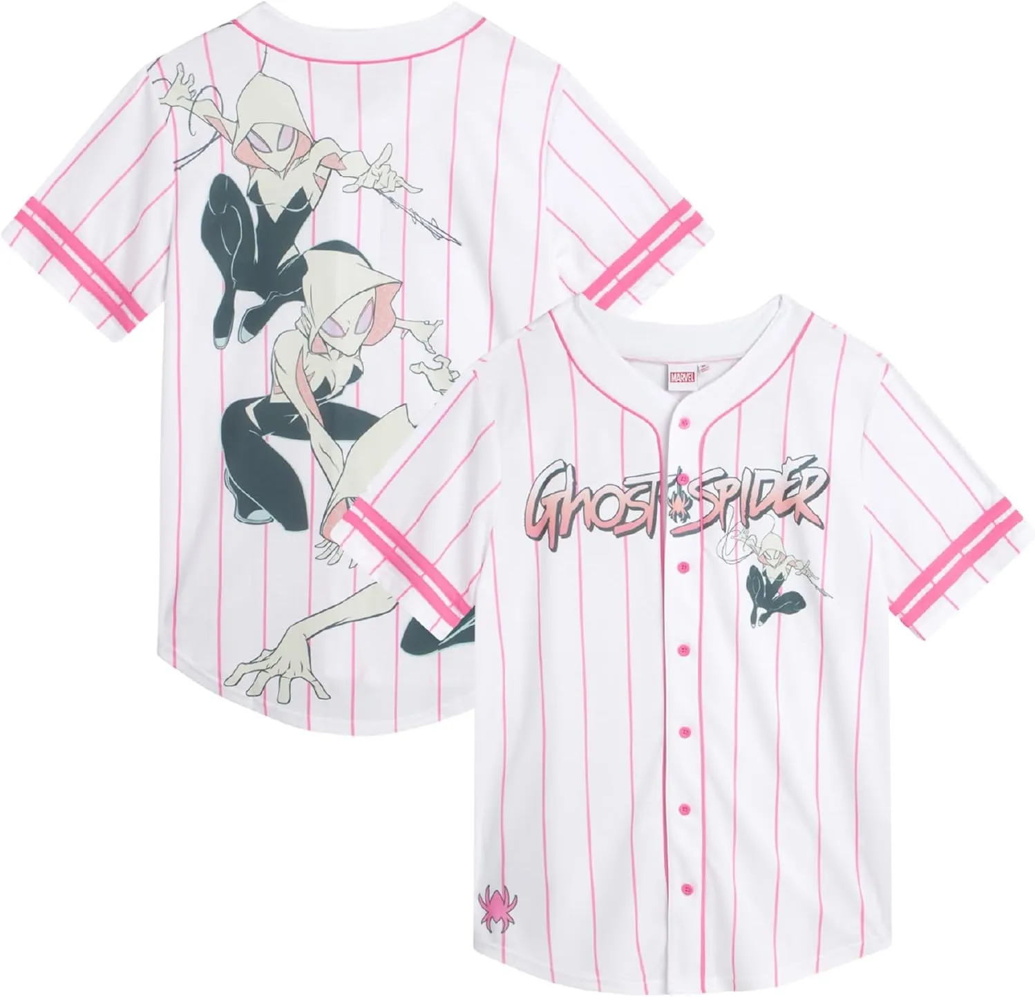 Marvel Womens Baseball Jersey - Spiderman Novelty Fashion Baseball Shirt - Spidey Jersey for Women (Sizes: S-XL)