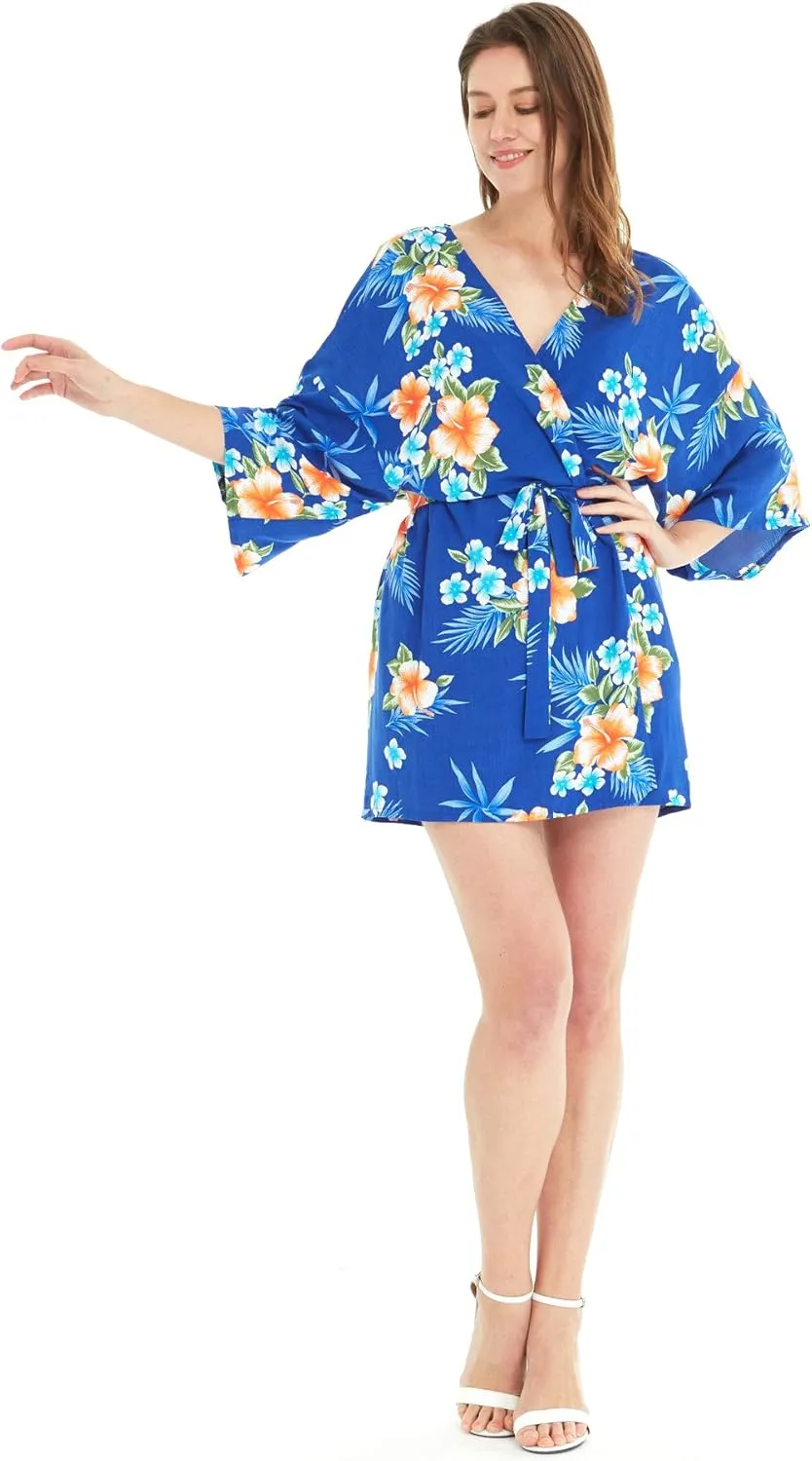 Matchable Family Hawaiian Luau Men Women Girl Boy Clothes in Hibiscus Blue