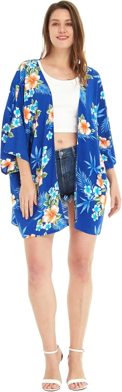 Matchable Family Hawaiian Luau Men Women Girl Boy Clothes in Hibiscus Blue