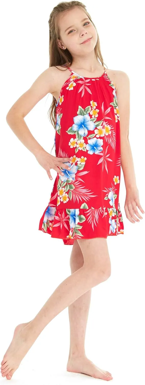 Matchable Family Hawaiian Luau Men Women Girl Boy Clothes in Hibiscus Red
