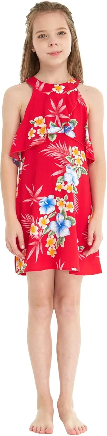 Matchable Family Hawaiian Luau Men Women Girl Boy Clothes in Hibiscus Red