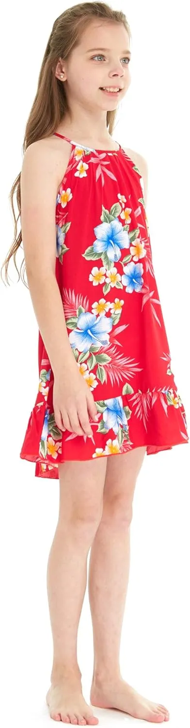 Matchable Family Hawaiian Luau Men Women Girl Boy Clothes in Hibiscus Red