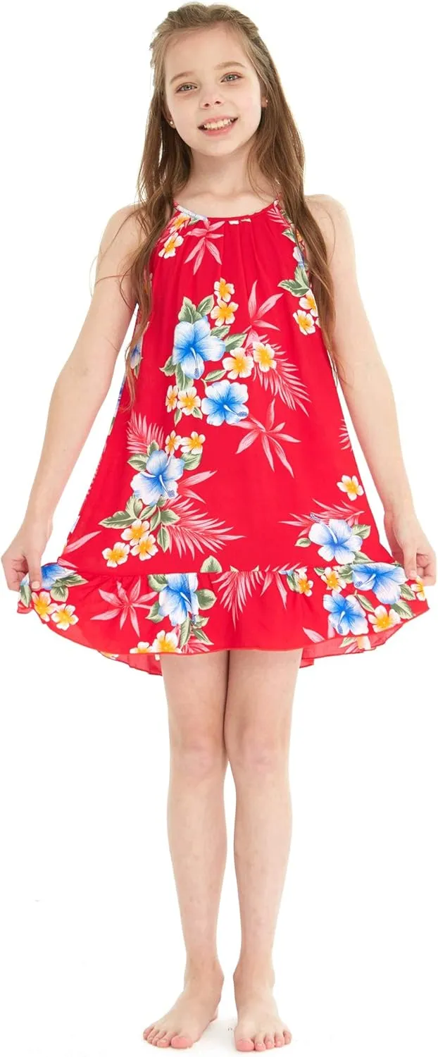 Matchable Family Hawaiian Luau Men Women Girl Boy Clothes in Hibiscus Red