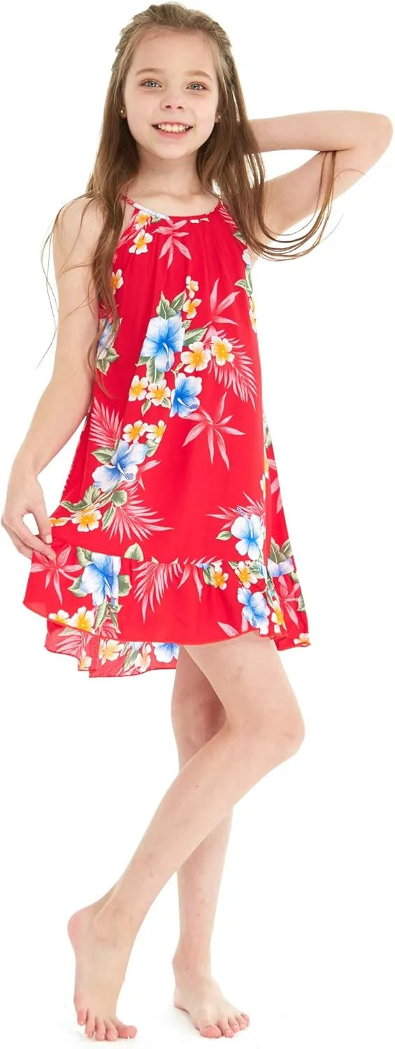 Matchable Family Hawaiian Luau Men Women Girl Boy Clothes in Hibiscus Red