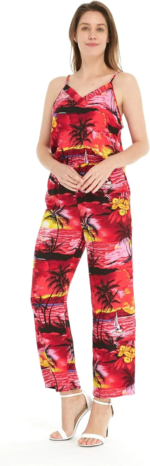 Matchable Family Hawaiian Luau Men Women Girl Boy Clothes in Sunset Red