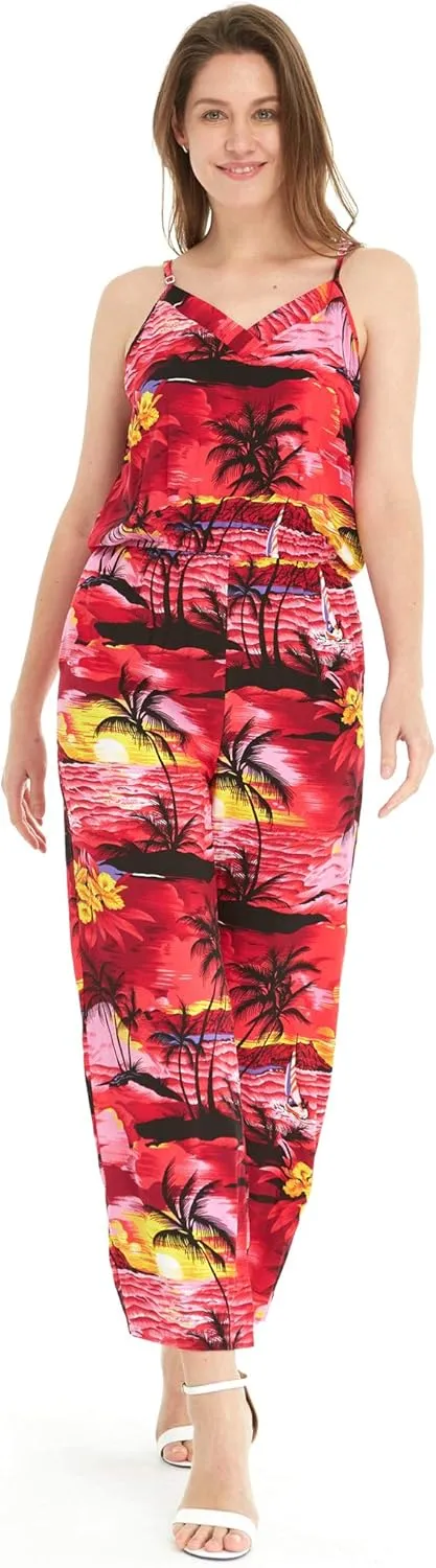 Matchable Family Hawaiian Luau Men Women Girl Boy Clothes in Sunset Red