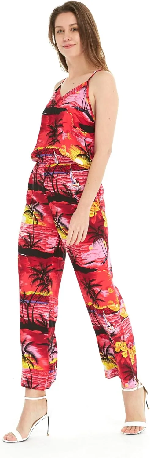 Matchable Family Hawaiian Luau Men Women Girl Boy Clothes in Sunset Red