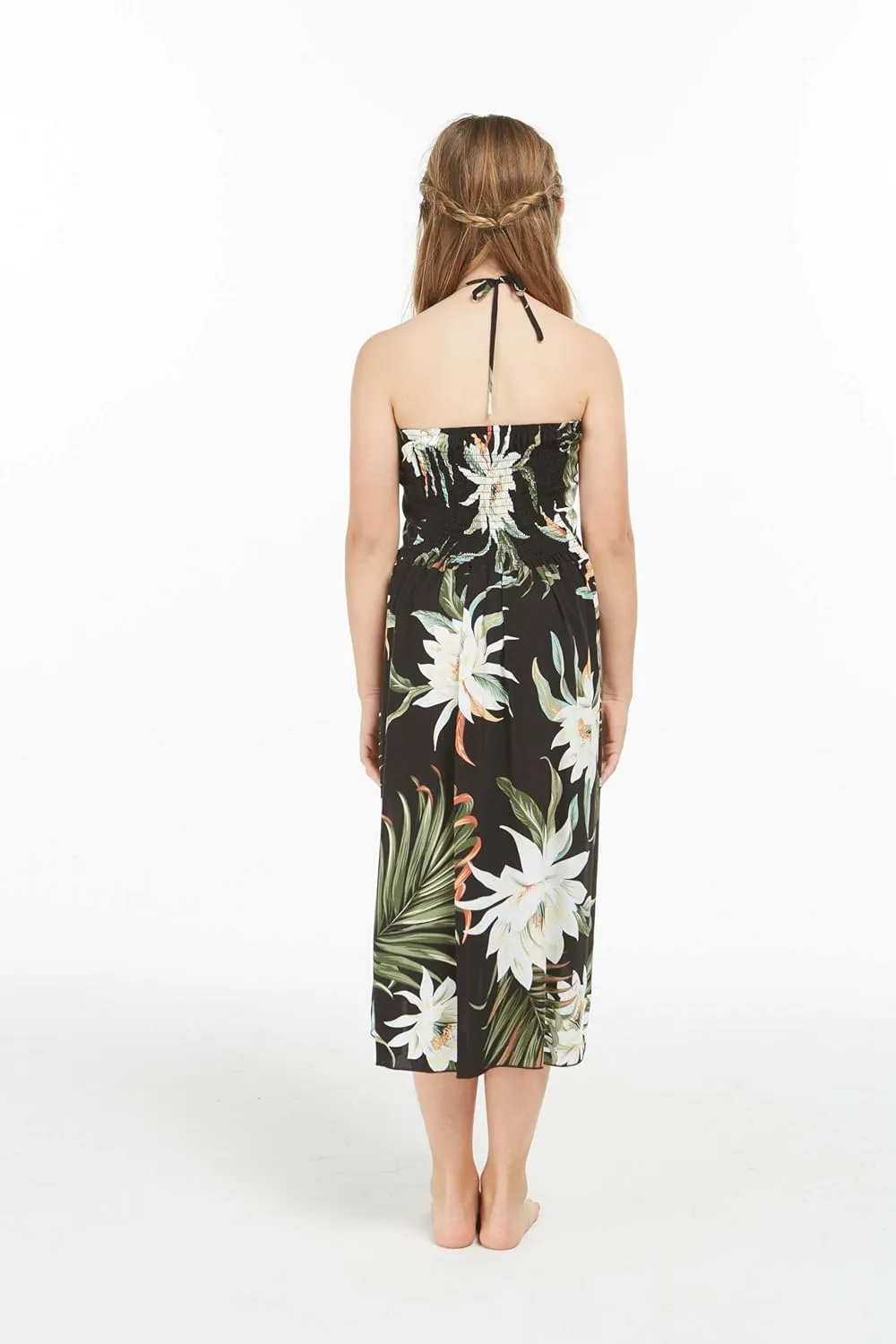 Matchable Family Hawaiian Luau Men Women Girl Boy Clothes in Wispy Cereus Black