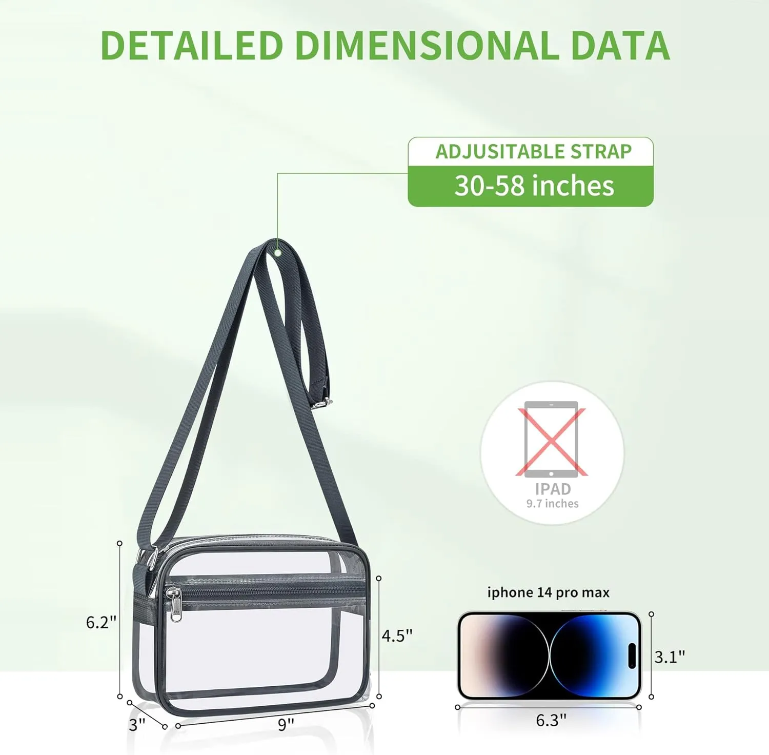 MAY TREE Clear Bag for Stadium Events Clear Messenger Bag Suitable for Concert Outfits and Sports Events