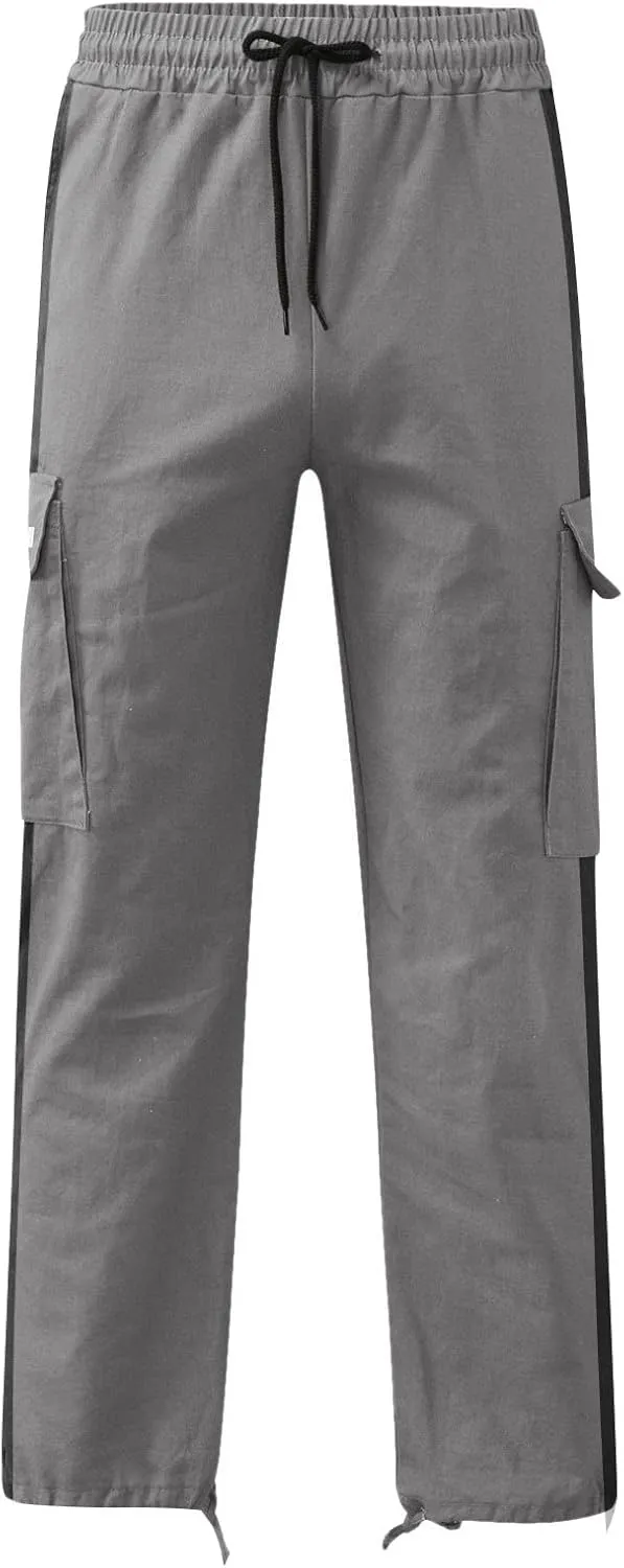 Men's Cargo Sweatpants Loose Fit Pants Joggers for Men with Multi Pockets Casual Drawstring Elastic Waist Stretch Cargo Pants