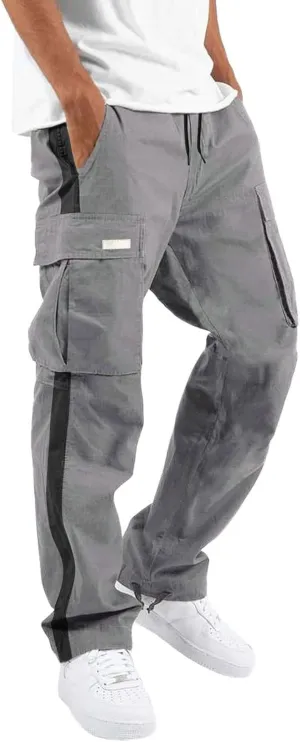 Men's Cargo Sweatpants Loose Fit Pants Joggers for Men with Multi Pockets Casual Drawstring Elastic Waist Stretch Cargo Pants