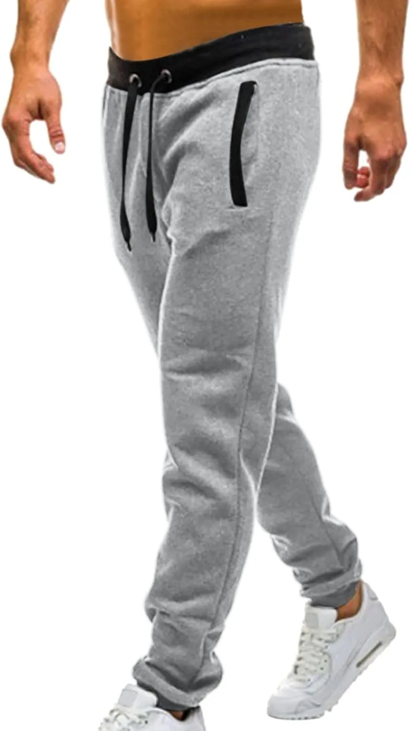 Men's Casual Joggers Pants, Cotton Drawstring Chino Cargo Pants, Hiking Outdoor Twill Track Jogging Sweatpants Pants