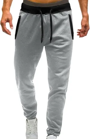 Men's Casual Joggers Pants, Cotton Drawstring Chino Cargo Pants, Hiking Outdoor Twill Track Jogging Sweatpants Pants