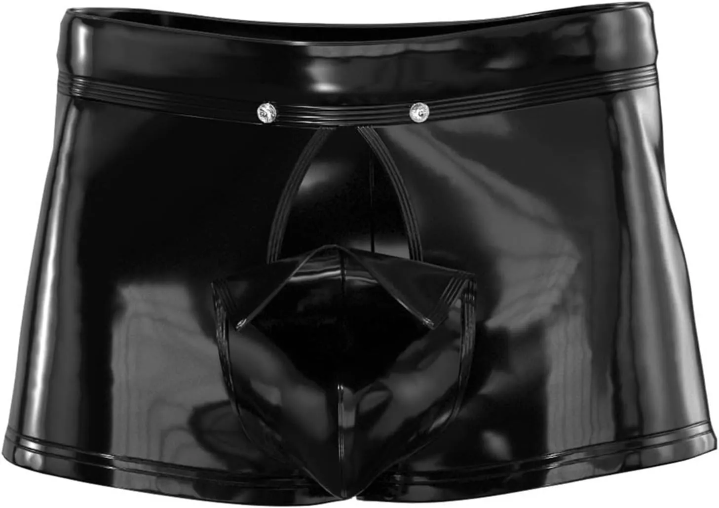 Men's Faux Leather Low Rise Pouch Shorts Swim Trunks Swimsuits Hot Pants Bikini Briefs