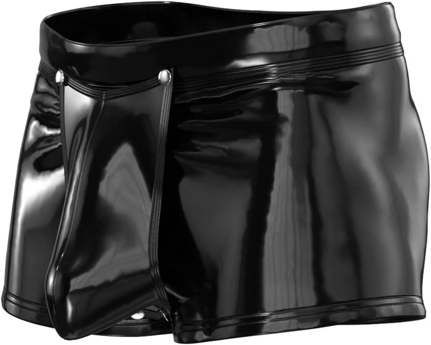 Men's Faux Leather Low Rise Pouch Shorts Swim Trunks Swimsuits Hot Pants Bikini Briefs