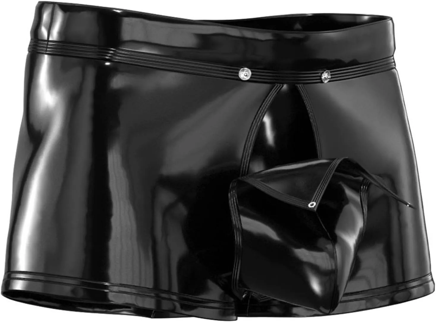 Men's Faux Leather Low Rise Pouch Shorts Swim Trunks Swimsuits Hot Pants Bikini Briefs