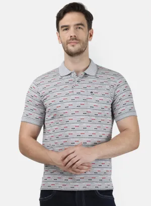 Mens Grey Stripe Collar T-Shirts