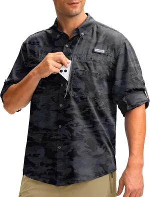 Men's Long Sleeve Sun Protection Fishing Shirt with Zipper Pockets UPF 50  Lightweight Cool Sun Shirts for Men Hiking Outdoor