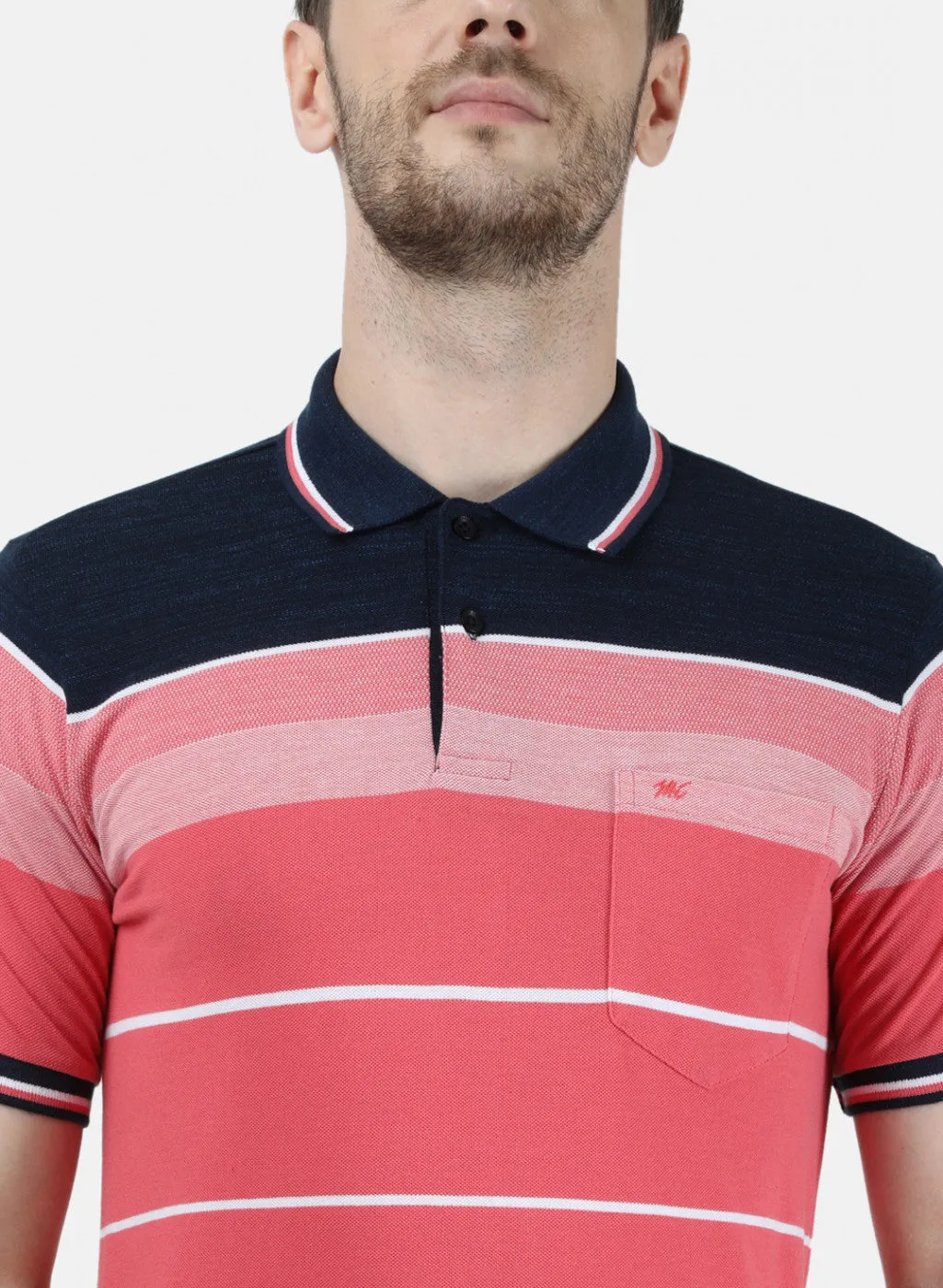 Mens Pink Stripe Collar T-Shirts